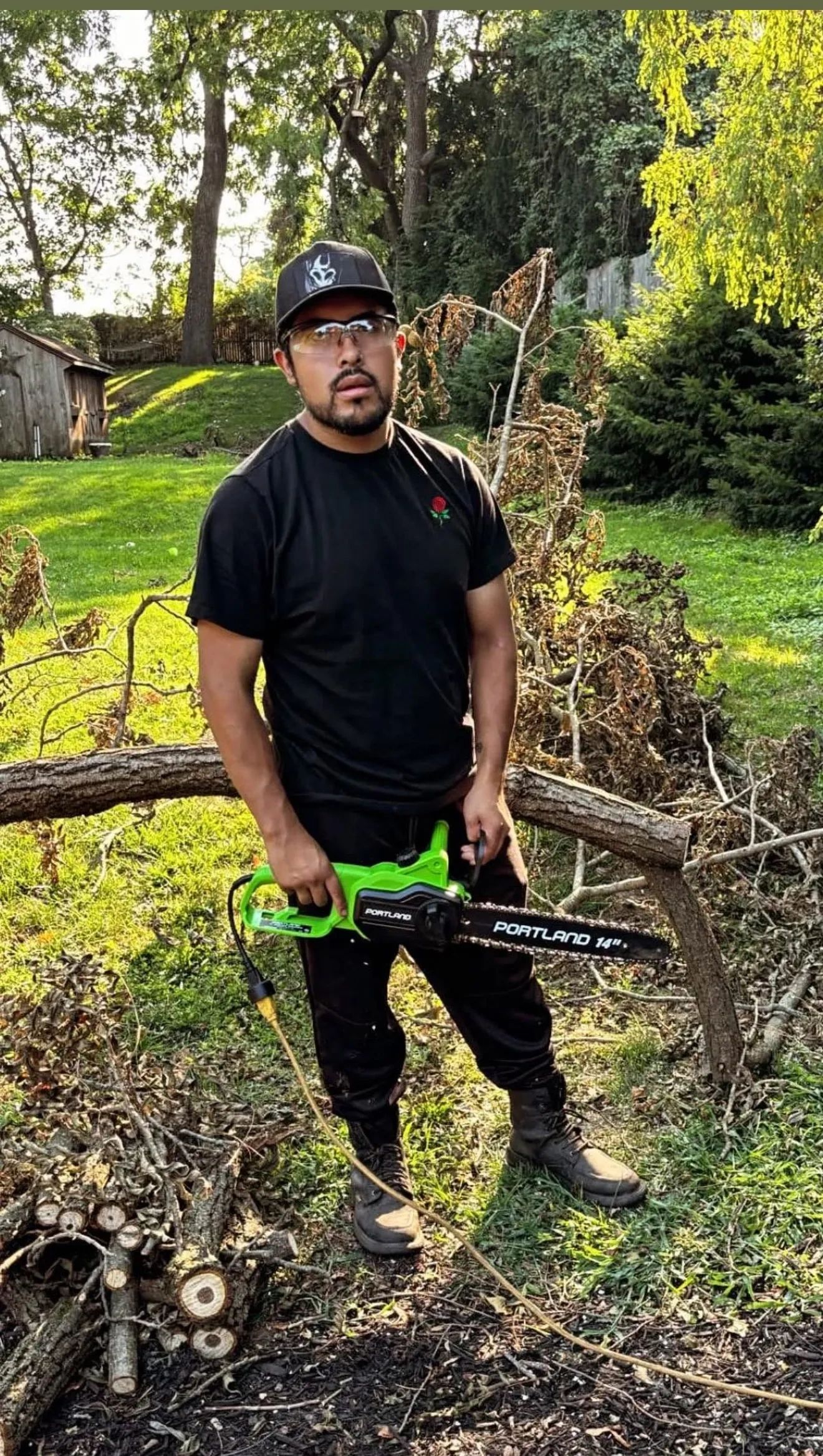 Castillo Earthworks crew member on a cleanup job