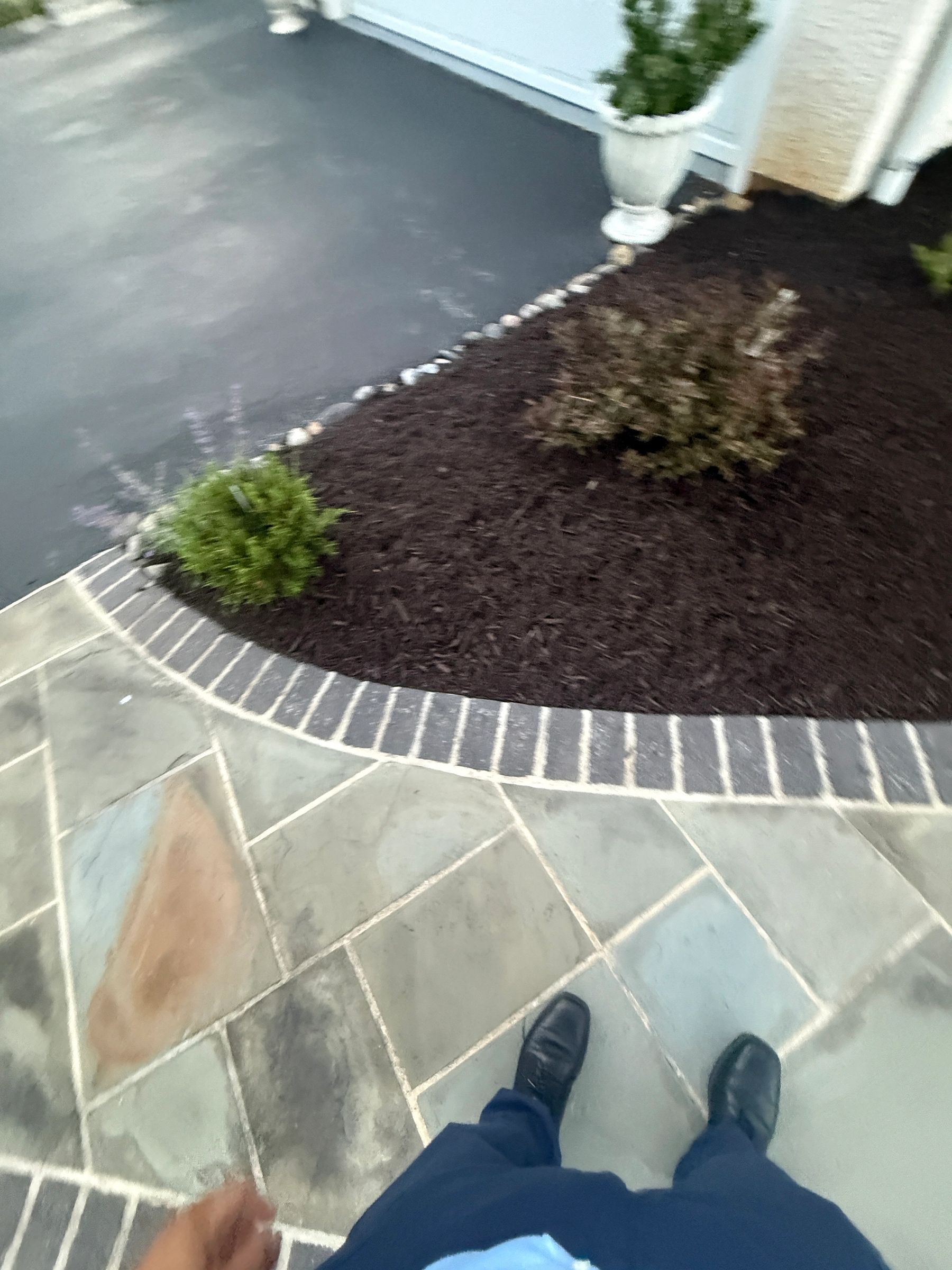Paver walkway with fresh mulch